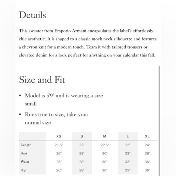 Emporio Armani Navy Chevron Knit Sweater Turtleneck SzXL - Picture 5 of 13